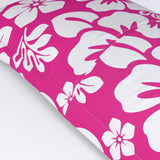 Hot Pink and White Hawaiian Flowers Pillow Sham – Extremely Stoked® Eco Beach Luxe Collection