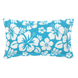Aqua Blue and White Hawaiian Flowers Pillow Sham – Extremely Stoked® Eco Beach Luxe Collection