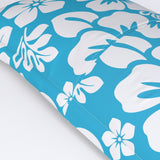 Aqua Blue and White Hawaiian Flowers Pillow Sham – Extremely Stoked® Eco Beach Luxe Collection