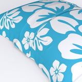 Aqua Blue and White Hawaiian Flowers Pillow Sham – Extremely Stoked® Eco Beach Luxe Collection
