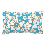 Aqua Blue, White and Orange Hawaiian Flowers Pillow Sham – Extremely Stoked® Eco Beach Luxe Collection