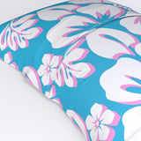 Aqua Blue, White and Pink Hawaiian Flowers Pillow Sham – Extremely Stoked® Eco Beach Luxe Collection