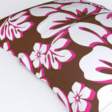 Brown, White and Hot Pink Hawaiian Flowers Pillow Sham – Extremely Stoked® Eco Beach Luxe Collection