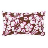 Brown, White and Hot Pink Hawaiian Flowers Pillow Sham – Extremely Stoked® Eco Beach Luxe Collection