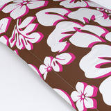 Brown, White and Hot Pink Hawaiian Flowers Pillow Sham – Extremely Stoked® Eco Beach Luxe Collection