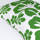 Fresh Green Hawaiian Flowers on White Pillow Sham – Extremely Stoked® Eco Beach Luxe Collection