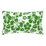 Fresh Green Hawaiian Flowers on White Pillow Sham – Extremely Stoked® Eco Beach Luxe Collection