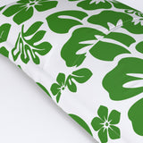 Fresh Green Hawaiian Flowers on White Pillow Sham – Extremely Stoked® Eco Beach Luxe Collection