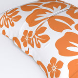 Orange Hawaiian Flowers on White Pillow Sham – Extremely Stoked® Eco Beach Luxe Collection