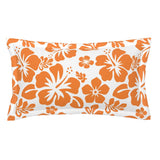 Orange Hawaiian Flowers on White Pillow Sham – Extremely Stoked® Eco Beach Luxe Collection