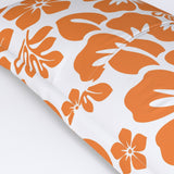 Orange Hawaiian Flowers on White Pillow Sham – Extremely Stoked® Eco Beach Luxe Collection