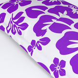 Purple Hawaiian Flowers on White Pillow Sham – Extremely Stoked® Eco Beach Luxe Collection