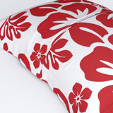 Red Hawaiian Flowers on White Pillow Sham – Extremely Stoked® Eco Beach Luxe Collection