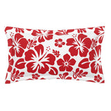 Red Hawaiian Flowers on White Pillow Sham – Extremely Stoked® Eco Beach Luxe Collection