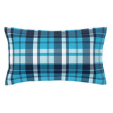 Navy Blue and Aqua Blue Surfer Plaid Pillow Sham - Extremely Stoked® Eco Beach Luxe Collection