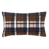 Brown and Navy Blue Surfer Plaid Pillow Sham - Extremely Stoked® Eco Beach Luxe Collection