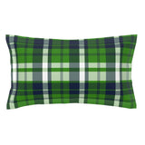 Fresh Green and Navy Blue Surfer Plaid Pillow Sham - Extremely Stoked® Eco Beach Luxe Collection
