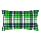 Lime Green and Navy Blue Surfer Plaid Pillow Sham - Extremely Stoked® Eco Beach Luxe Collection