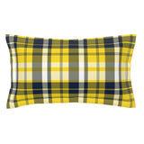 Yellow and Navy Blue Surfer Plaid Pillow Sham - Extremely Stoked® Eco Beach Luxe Collection