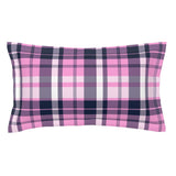 Pink and Navy Blue Surfer Plaid Pillow Sham - Extremely Stoked® Eco Beach Luxe Collection