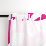 White Hawaiian Flowers on Hot Pink Window Curtains - Extremely Stoked® Eco Beach Luxe Collection - Large Scale