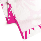 White Hawaiian Flowers on Hot Pink Window Curtains - Extremely Stoked® Eco Beach Luxe Collection - Large Scale