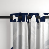 Navy Blue Hawaiian Flowers on White Window Curtains - Extremely Stoked® Eco Beach Luxe Collection - Large Scale