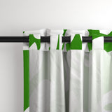 White Hawaiian Flowers on Fresh Green Window Curtains - Extremely Stoked® Eco Beach Luxe Collection - Large Scale