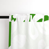 White Hawaiian Flowers on Fresh Green Window Curtains - Extremely Stoked® Eco Beach Luxe Collection - Large Scale