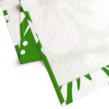 White Hawaiian Flowers on Fresh Green Window Curtains - Extremely Stoked® Eco Beach Luxe Collection - Large Scale