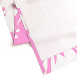 White Hawaiian Flowers on Pink Window Curtains - Extremely Stoked® Eco Beach Luxe Collection - Large Scale