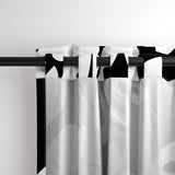 White Hawaiian Flowers on Black Window Curtains - Extremely Stoked® Eco Beach Luxe Collection - Large Scale