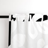 White Hawaiian Flowers on Black Window Curtains - Extremely Stoked® Eco Beach Luxe Collection - Large Scale
