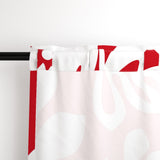 White Hawaiian Flowers on Red Window Curtains - Extremely Stoked® Eco Beach Luxe Collection - Large Scale
