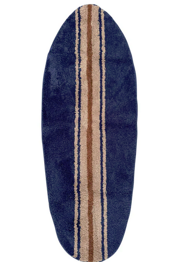 Navy Blue, Tan and Brown Surfboard Rug - Extremely Stoked® Beach Home Collection