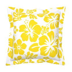 Yellow Hawaiian Flowers on White Euro Pillow Sham – Extremely Stoked® Eco Beach Luxe Collection
