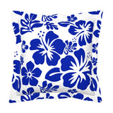 Royal Blue Hawaiian Flowers on White Euro Pillow Sham – Extremely Stoked® Eco Beach Luxe Collection