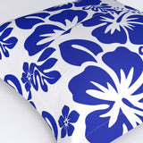 Royal Blue Hawaiian Flowers on White Euro Pillow Sham – Extremely Stoked® Eco Beach Luxe Collection