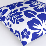 Royal Blue Hawaiian Flowers on White Euro Pillow Sham – Extremely Stoked® Eco Beach Luxe Collection