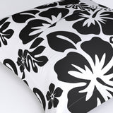 Black Hawaiian Flowers on White Euro Pillow Sham – Extremely Stoked® Eco Beach Luxe Collection