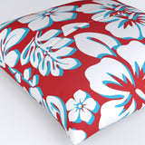 Red, White and Aqua Hawaiian Flowers Euro Pillow Sham – Extremely Stoked® Eco Beach Luxe Collection