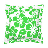 Lime Green Hawaiian Flowers on White Euro Pillow Sham – Extremely Stoked® Eco Beach Luxe Collection