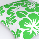 Lime Green Hawaiian Flowers on White Euro Pillow Sham – Extremely Stoked® Eco Beach Luxe Collection