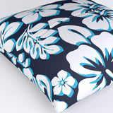 Navy Blue, White and Aqua Hawaiian Flowers Euro Pillow Sham – Extremely Stoked® Eco Beach Luxe Collection
