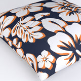 Navy Blue, White and Orange Hawaiian Flowers Euro Pillow Sham – Extremely Stoked® Eco Beach Luxe Collection