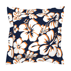 Navy Blue, White and Orange Hawaiian Flowers Euro Pillow Sham – Extremely Stoked® Eco Beach Luxe Collection