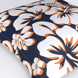 Navy Blue, White and Orange Hawaiian Flowers Euro Pillow Sham – Extremely Stoked® Eco Beach Luxe Collection