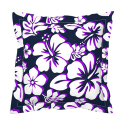 Navy Blue, White and Purple Hawaiian Flowers Euro Pillow Sham – Extremely Stoked® Eco Beach Luxe Collection
