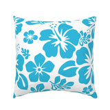 Aqua Blue Hawaiian Flowers on White Euro Pillow Sham – Extremely Stoked® Eco Beach Luxe Collection