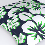 Navy Blue, White and Lime Green Hawaiian Flowers Euro Pillow Sham – Extremely Stoked® Eco Beach Luxe Collection